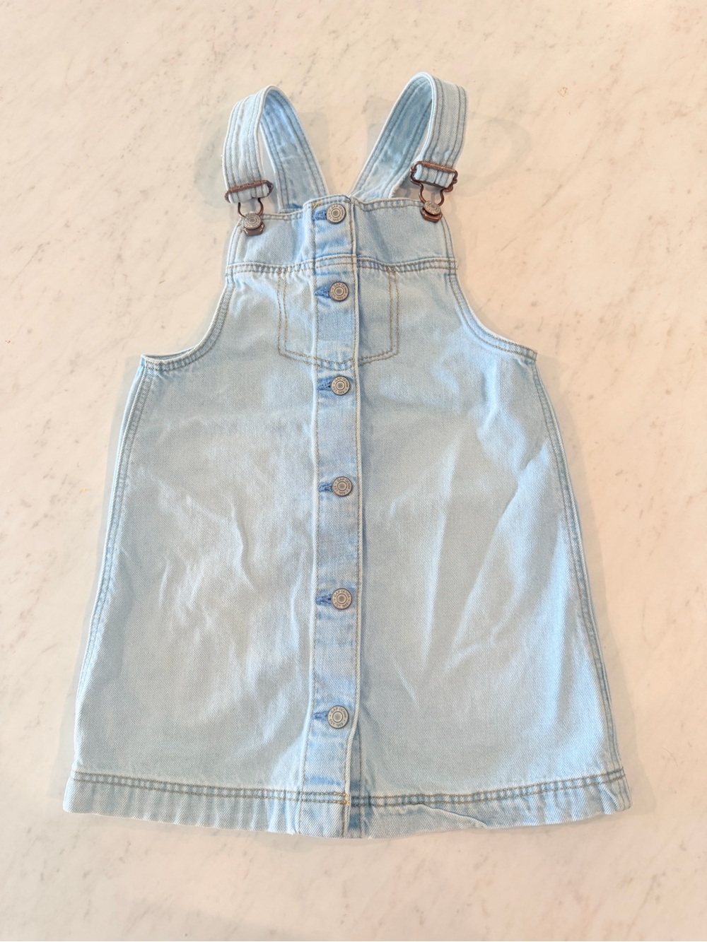 Gap Light Blue Denim Pinafore Jumper Dress for Kids - Classic Button Front